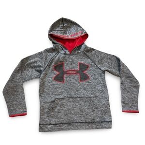 Under Armour Youth Hoodie Gray Red Logo Size YL Unisex